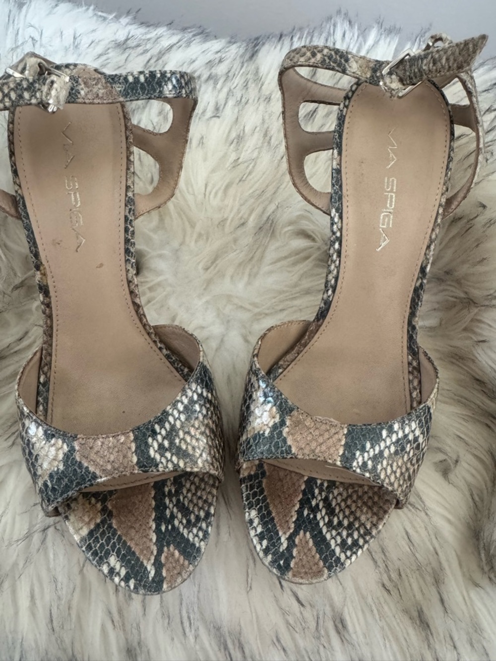 Via Spiga Women's Snake Print Ankle Strap Sandals - Multicolored